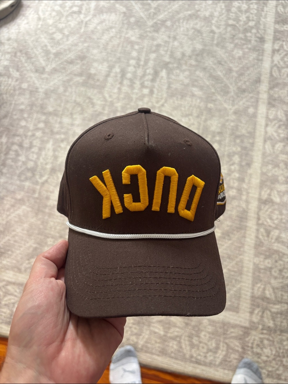Brown 'DUCK' Embroidered Rope Cap